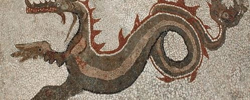 Dragon on ancient mosaic