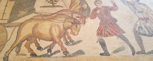 Roman mosaic showing transport of animals to games