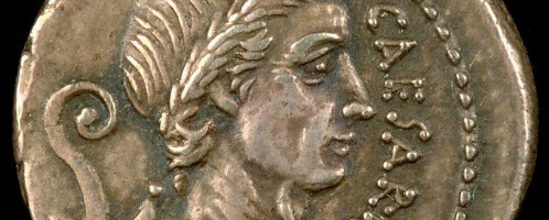 Rzymski srebrny denar ukazujący Cezara
