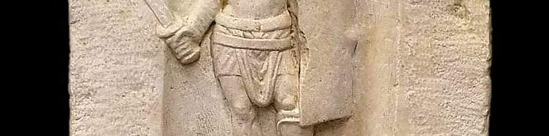 Ancient tombstone of gladiator named Quinto Sossio Albo