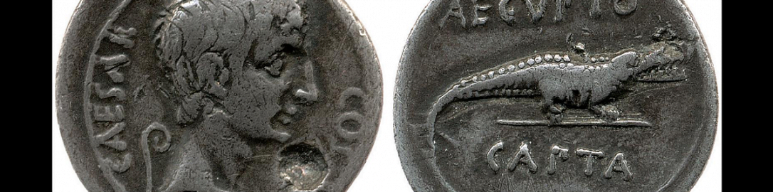 Moneta Oktawiana z inskrypcją AEGVPTO CAPTA