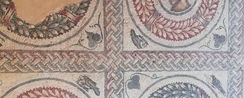 Roman mosaic showing heads of various animals