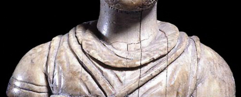 Roman bust of charioteer made of ivory