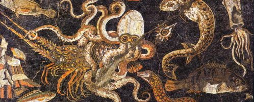 Roman mosaic showing fauna of Mediterranean Sea