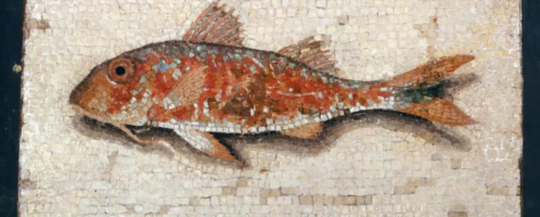 Realistic Roman mosaic showing mullet