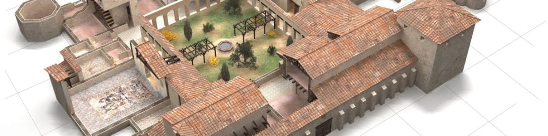 Rekonstrukcja willi rzymskiej odkrytej w La Olmeda
