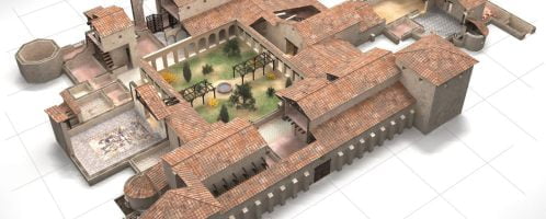 Rekonstrukcja willi rzymskiej odkrytej w La Olmeda