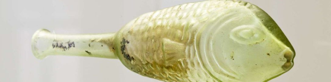 Roman glass vessel in shape of fish