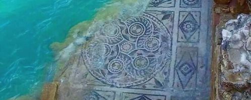 Roman mosaic washed by waters of Euphrates