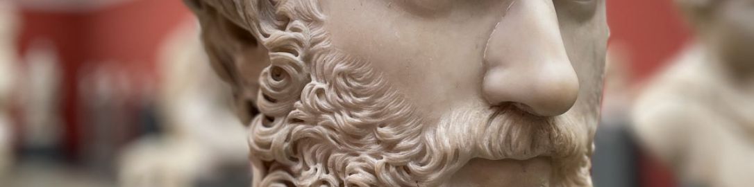 Roman sculpture showing a man with a beard