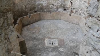 Roman toilet in Villa Romana del Casale, Sicily