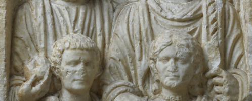 Roman bas-relief showing Roman family