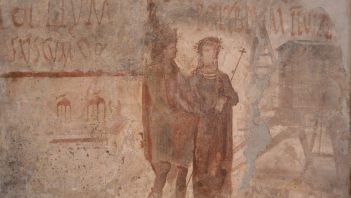 Malunek rzymski ukazujący Liber Pater i Liberę i imiona