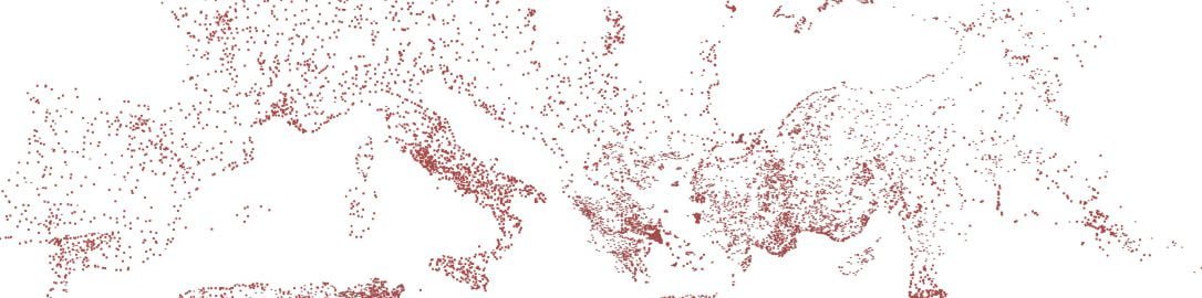 Mapa ukazująca w sumie 11 655 osad rzymskich