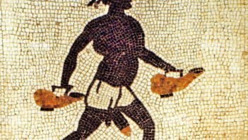 Rzymska mozaika ukazująca mężczyznę niosącego naczynia na wodę