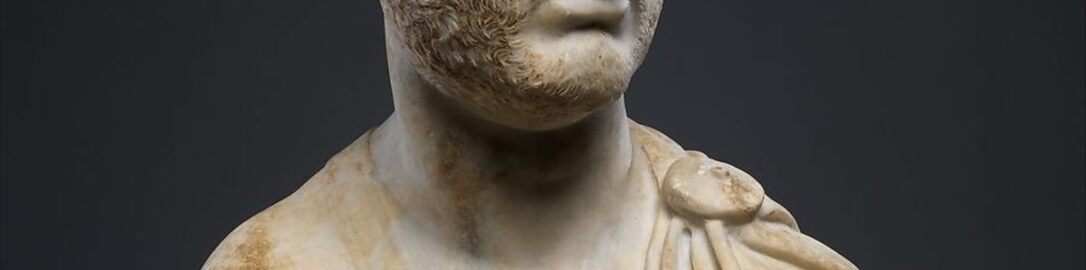 Roman marble bust showing bearded man