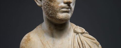 Roman marble bust showing bearded man