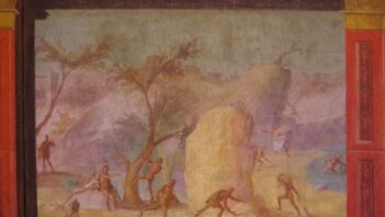 Roman fresco showing island of Laestrygonian giants