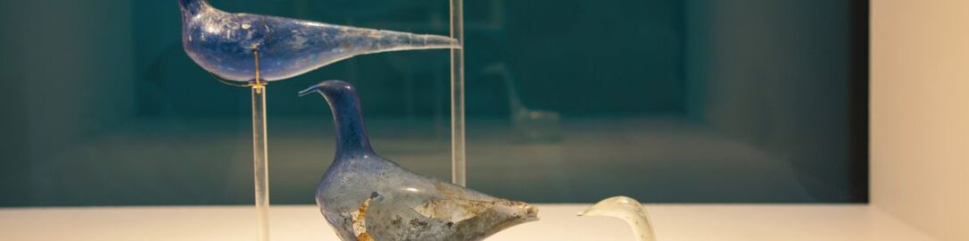 Roman small glass vessels in shape of birds