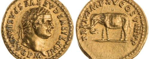 Moneta cesarza Tytusa z wizerunkiem słonia