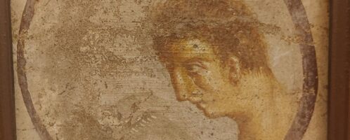 Rzymski fresk ukazujący młodego mężczyznę z dużym nosem