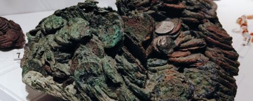 Preserved Roman coins from Herculaneum