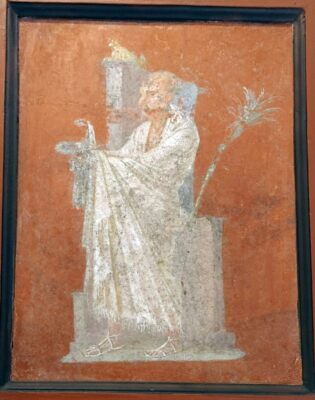 Rzymski kapłan ukazany na fresku