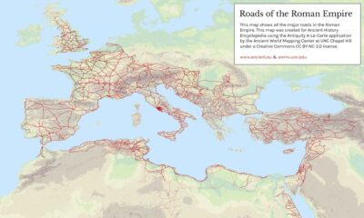 Najnowsze badanie naukowców - zestawiono na mapie drogi rzymskie i współczesne natężenie światła w nocy