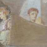 Fragment fresku rzymskiego ukazujący zamyśloną parę