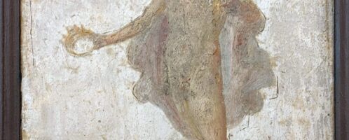 Fresk rzymski ukazujący lecącego młodego mężczyznę