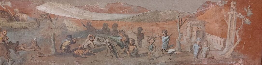 Rzymskie malowidło ścienne przedstawiające ucztę pigmejów