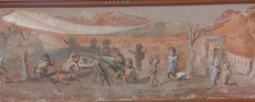 Rzymskie malowidło ścienne przedstawiające ucztę pigmejów