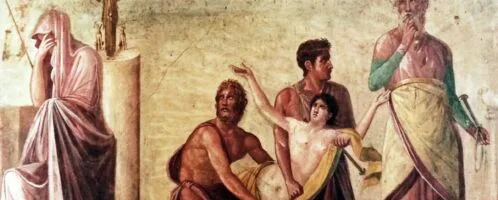 Agamemnon składający w ofierze bogini Artemidzie swą córkę Ifigenię