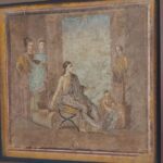 Roman fresco showing woman painting herm of Priapus