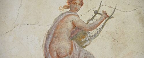 Roman fresco showing woman playing lyre