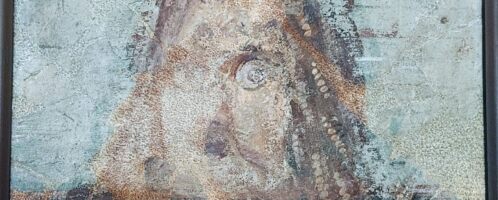 Roman fresco showing tragic mask