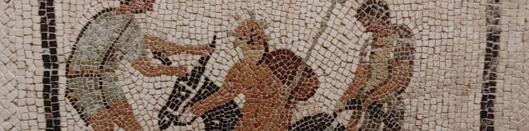 Roman mosaic showing drunken Silenus