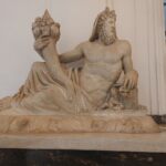 Roman sculpture showing river deity with horn of plenty