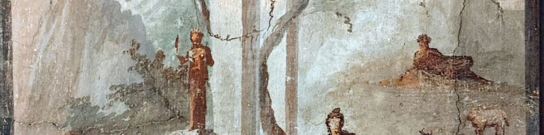 Roman fresco showing young man and cattle