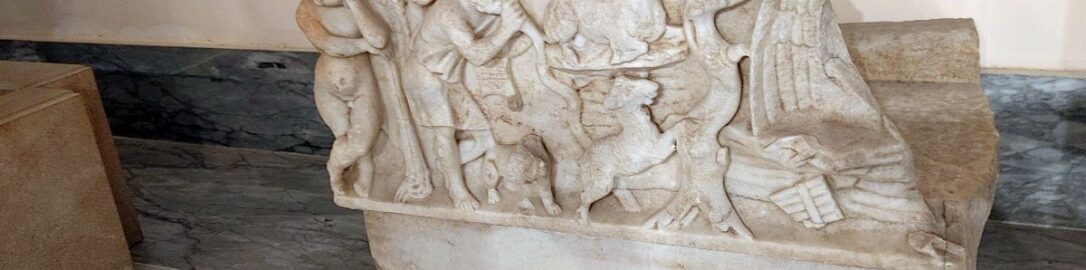 Fragment of Roman sarcophagus showing Diana and Endymion