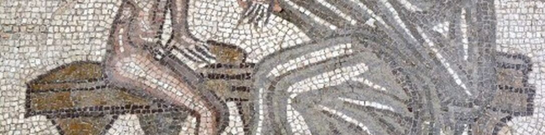 Roman mosaic showing man visiting doctor