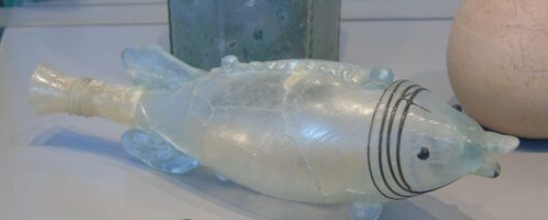 Roman glass vessel in shape of fish