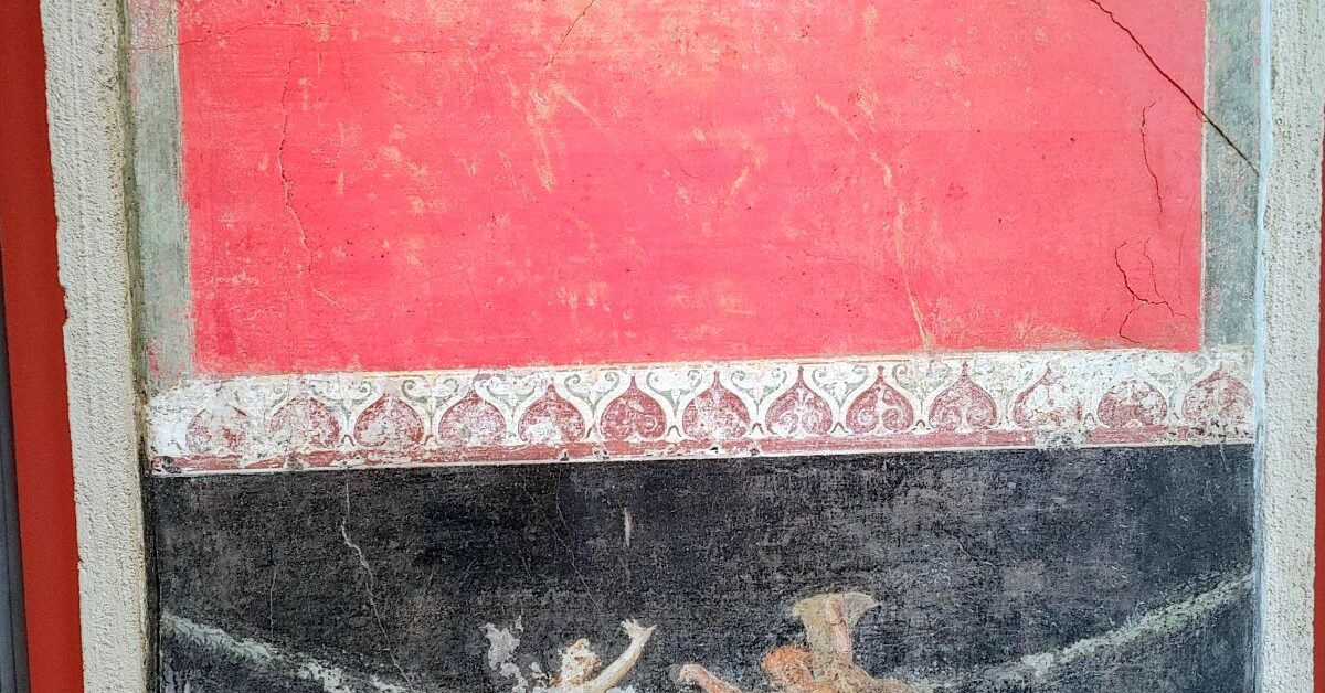 Rzymski fresk ukazujący parę tańczących centaurów