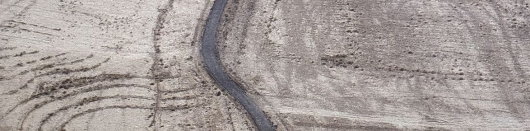 Aerial photo showing Roman road in Jordan