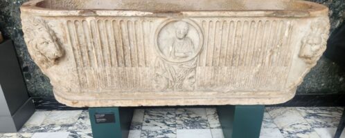 Roman sarcophagus with portrait of deceased