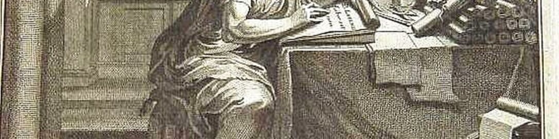 An 18th-century engraving showing Gellius while writing Noctes Atticae