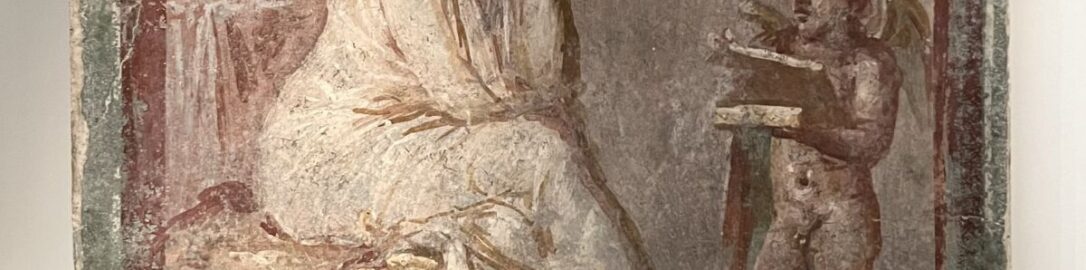 Fresco depicting woman with Amor