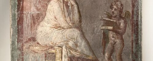 Fresco depicting woman with Amor