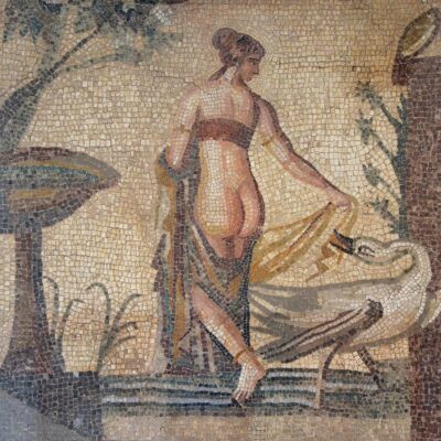Leda i łabędź na rzymskiej mozaice