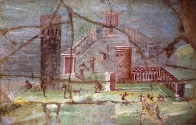 Fresk rzymski ukazujący willę morską